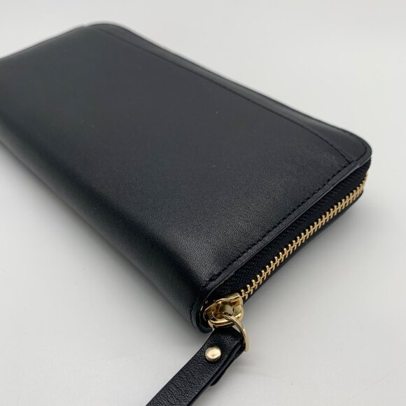 Kate Spade Black Leather Braided Ribbon Long Zip Around Wallet - Picture 8 of 11